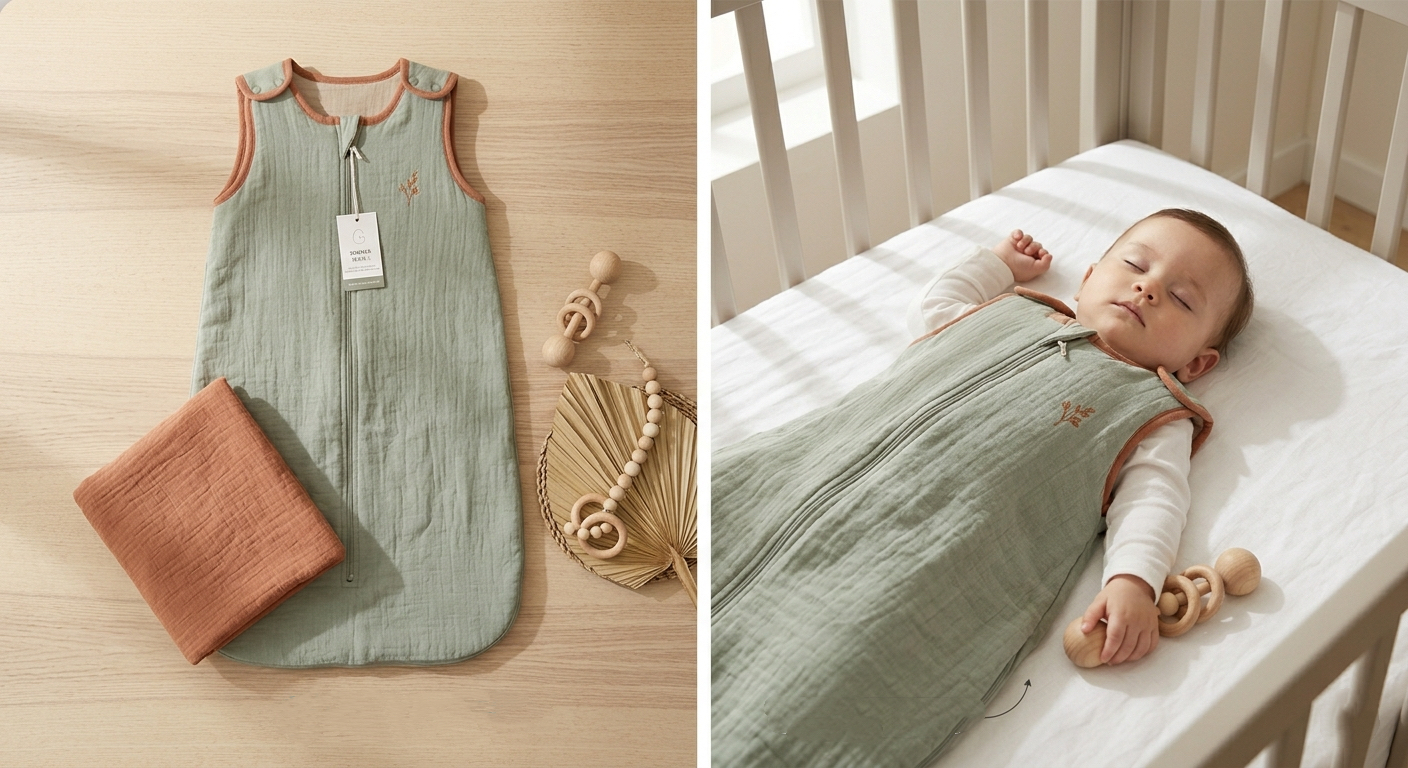 Premium Muslin Baby Sleeping Bag – Muted Tones Series hero shot