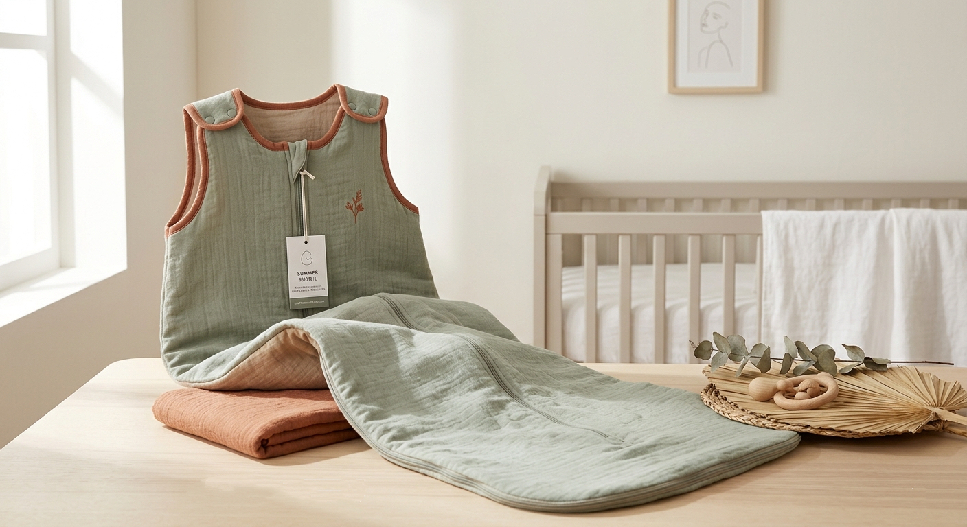 Premium Muslin Baby Sleeping Bag – Muted Tones color palette lifestyle